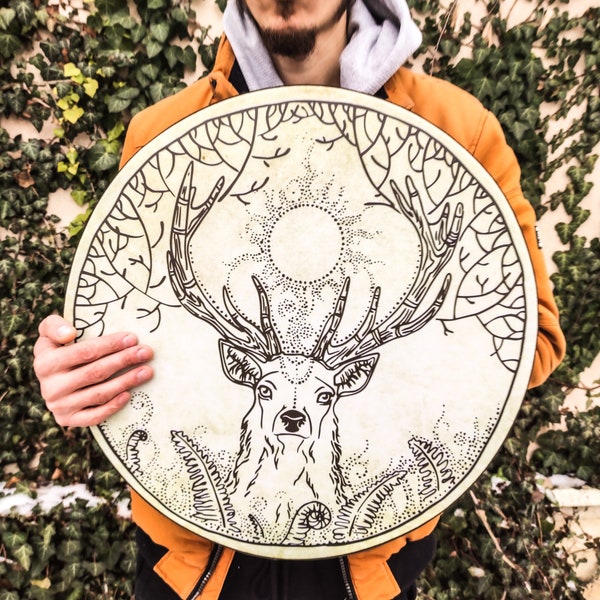 Sacred Vegan "Deer Drum", deep bass healing sound, native tribal drum, viking music instrument, urban shaman drum 20''