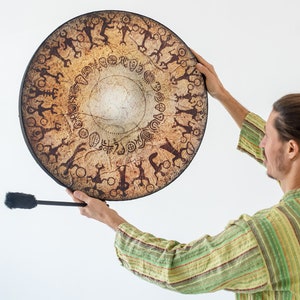 Sacred&quot; Shamanic Circle Drum&quot;, Tunable Vegan Membrane, Sound Healing Percussion, Native Had Drum, Deep Bass Sound, Water Resistant