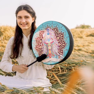 Vegan Healing Chakra Drum: 14 inch Sound Therapy Instrument