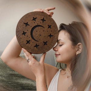 Disco della pioggia, tamburo oceanico in legno da 8,6 pollici (22 cm), strumento di guarigione sonora per meditazione, yoga e rilassamento