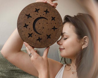 Disco de lluvia, tambor oceánico de madera de 22 cm (8,6 pulgadas), instrumento de sanación sonora para meditación, yoga y relajación.