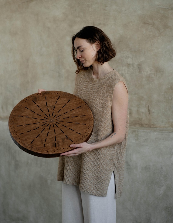 Handmade Water-Fall Disc, Wooden Ocean Drum, Deep Ocean Waves & Waterfall Sound, Sound Healing Instrument for Meditation, Yoga, Sound Bath