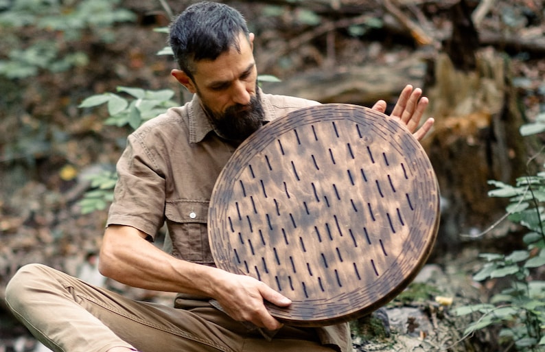 Sound Healing Tool Water-Fall Disk, Meditative Instrument, 60 seconds long relaxing sound, similar to rainstick rain disk or ocean drum image 1