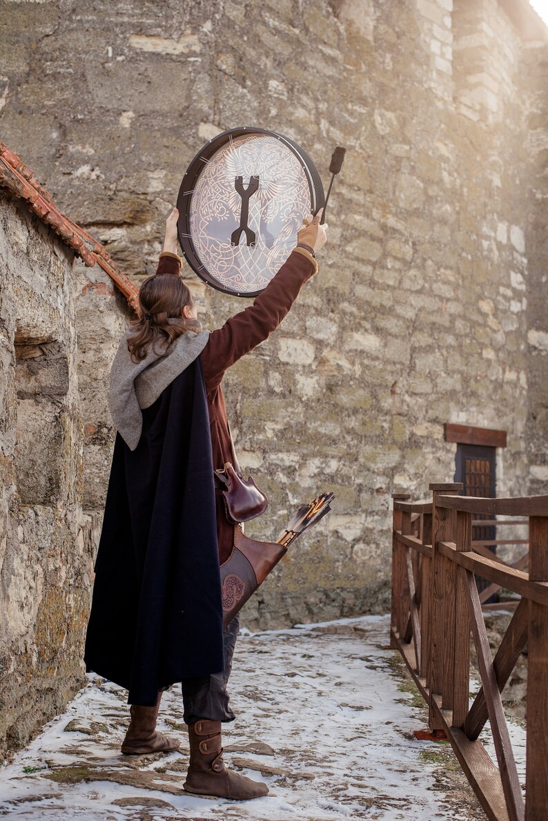 Shaman Viking Drum huginn&muninn Deep Bass Sound Water Etsy Canada