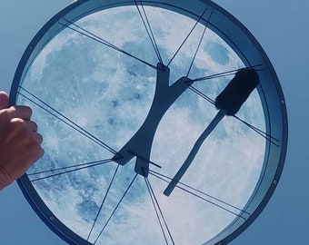 Blue Moon Vegan Shaman Drum: Tunable Medicine Drum for Sound Healing