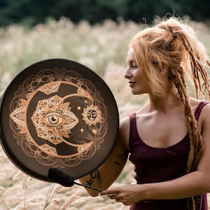 Vegan Shaman Drum: 18&#39;&#39; Alchemical Moon Sound Healing Tool