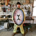 Vegan Oval King Drum, Shaman Frame Drum 32"x20", Deep Bass Meditation Instrument, Tunable Handmade Drum product logo