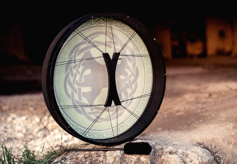 Vegan Shaman Drum 20", Celtic Tree of Life, Handmade Tunable Sound Healing Medicine Drum for Meditation, Ritual & Spiritual Practice Bild 1