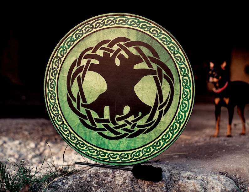 Vegan Shaman Drum 20", Celtic Tree of Life, Handmade Tunable Sound Healing Medicine Drum for Meditation, Ritual & Spiritual Practice Bild 2