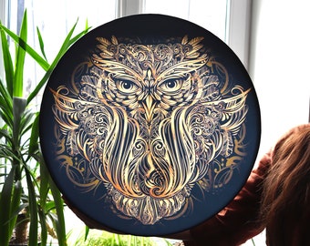 Vegan Shaman Drum "Owl Soul": Tunable Water-Resistant Sound Therapy