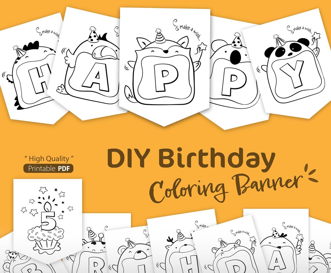 Printable Birthday Banner for Kids at Home, in the Classroom / DIY ...