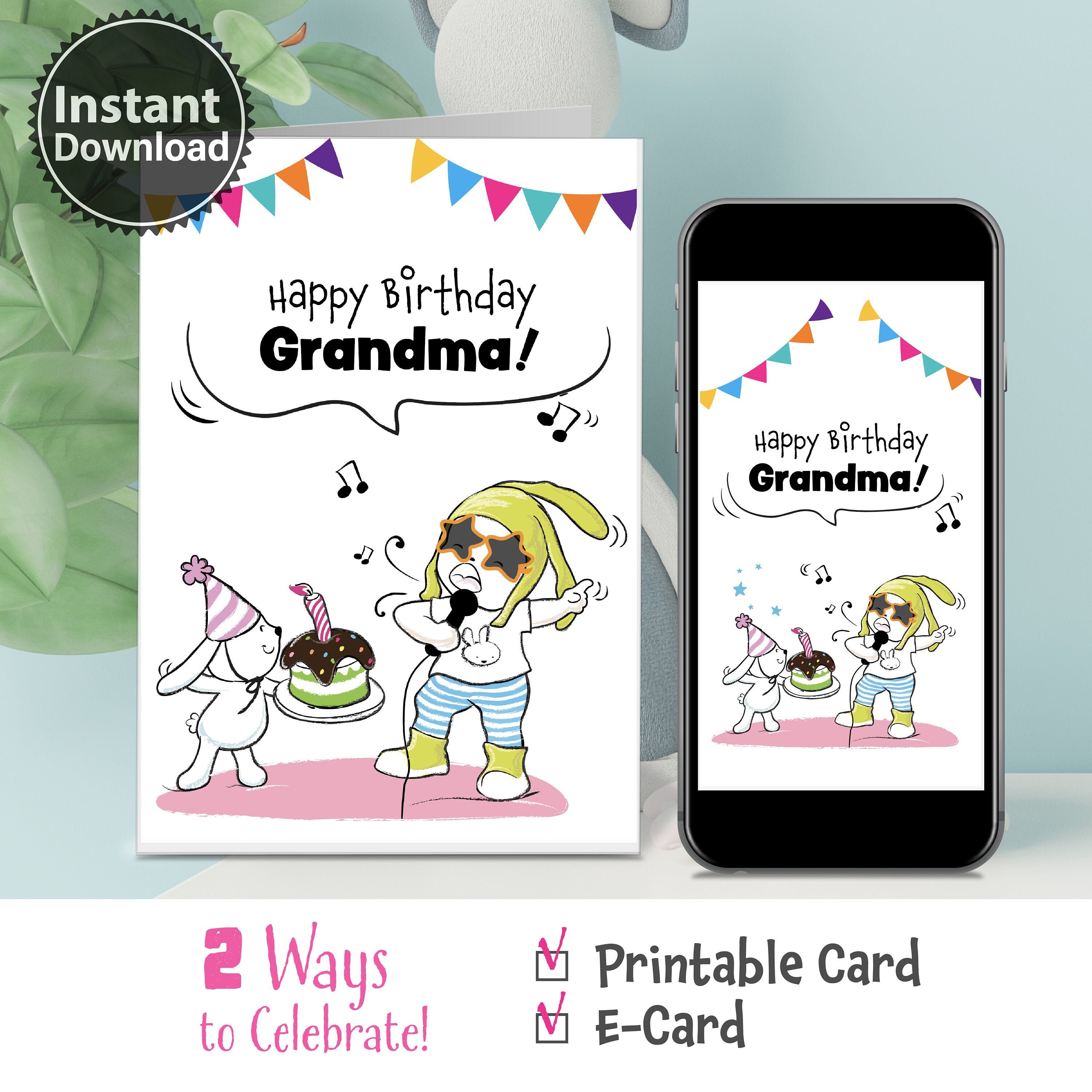 Happy Birthday Card for Grandma Printable/e-card Birthday - Etsy