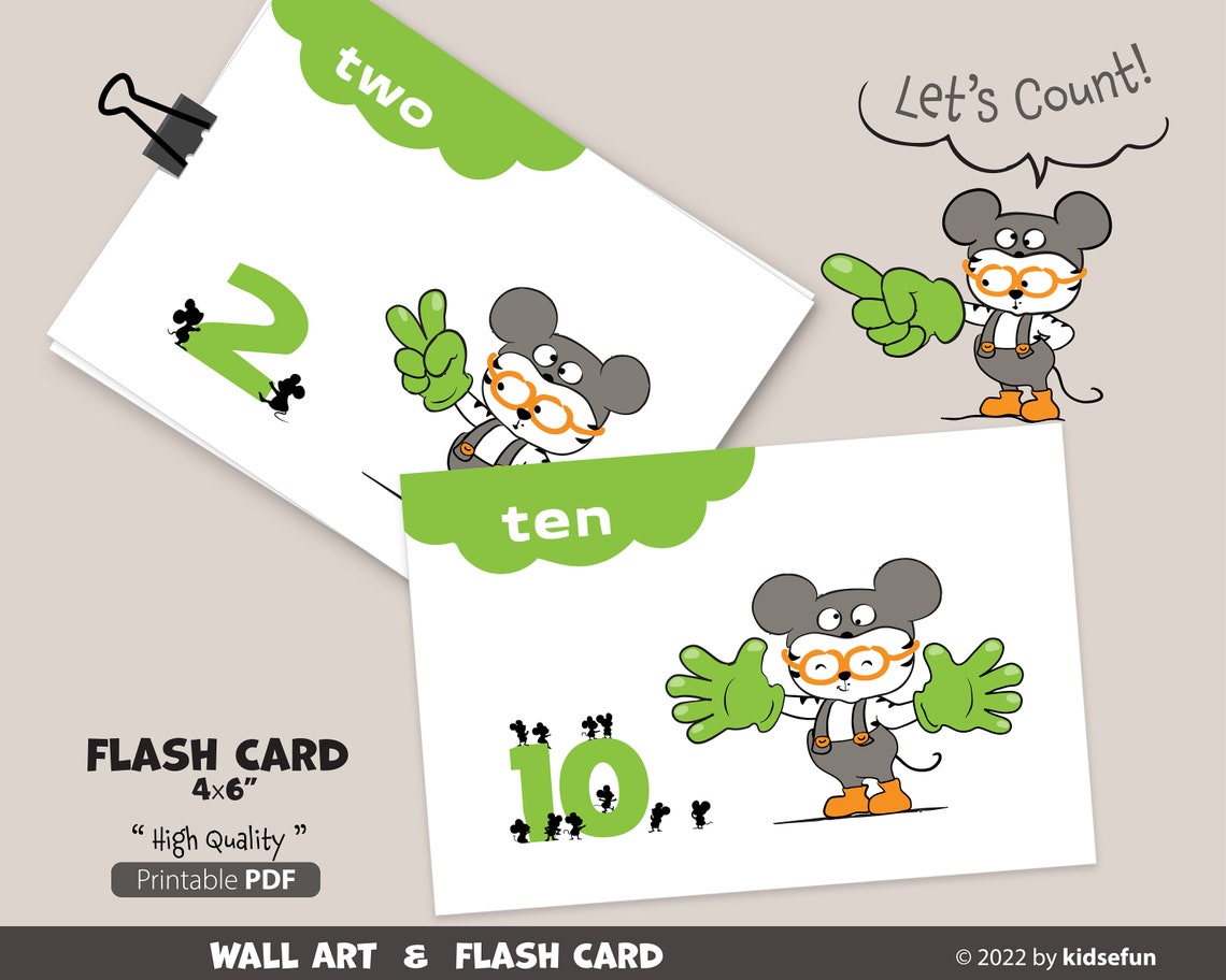 Printable Preschool Number Poster, Kids Number Flash Card, Kids ...