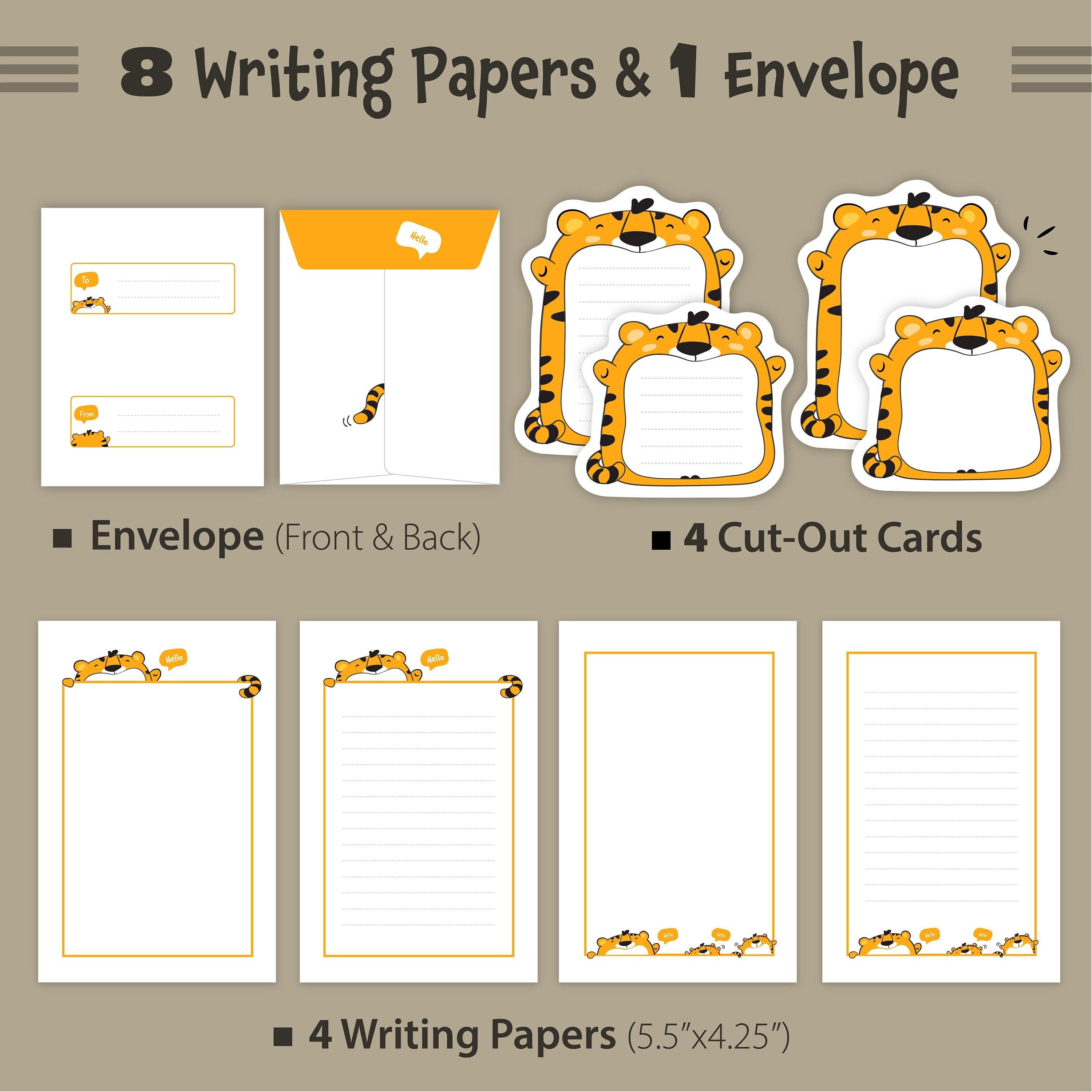 Kids Stationery Printable, Cute Tiger Stationery Set, Notepad, Writing Paper With/without Lines ...