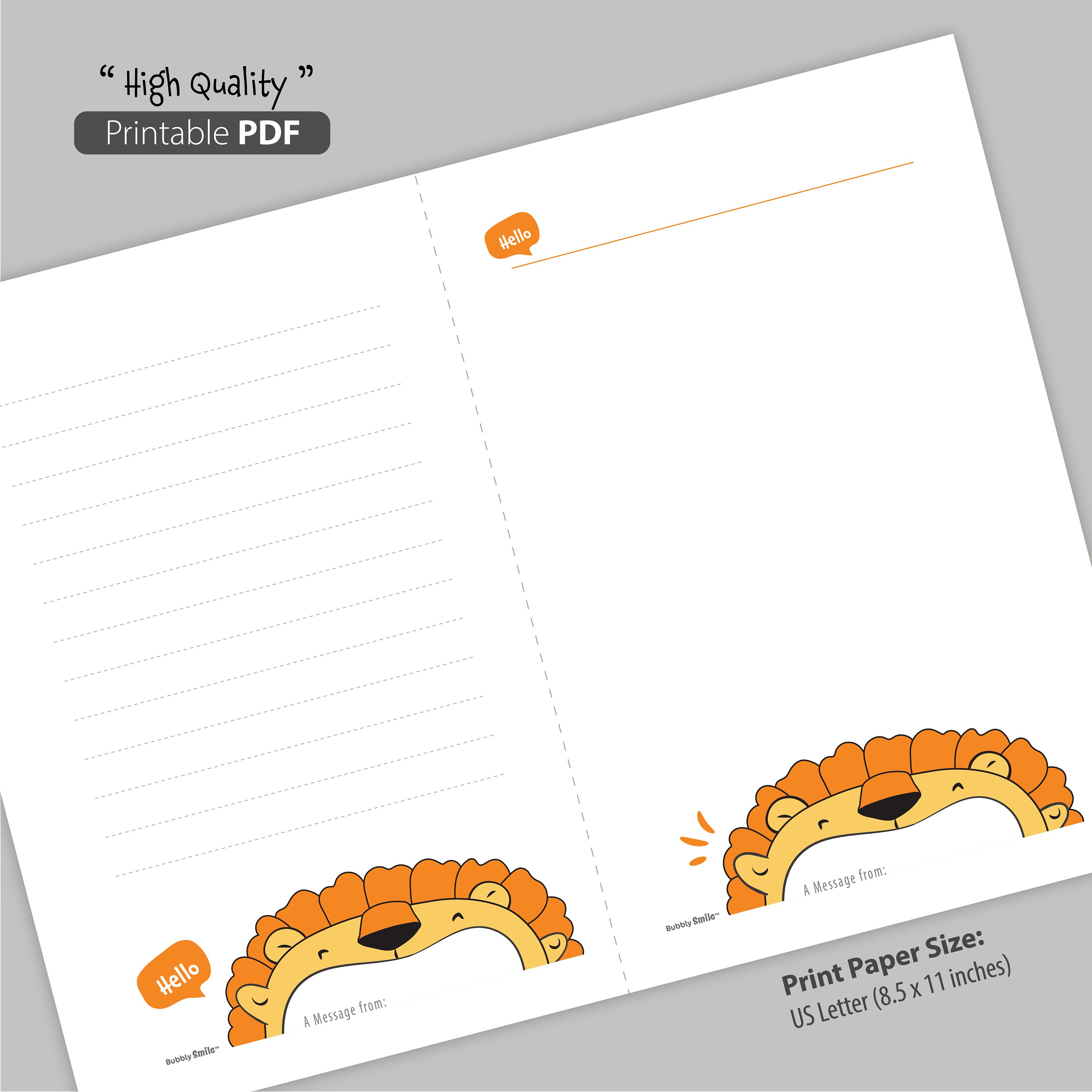 Cute Stationery Printable, Fun Lion Stationery Set, Writing Paper With ...