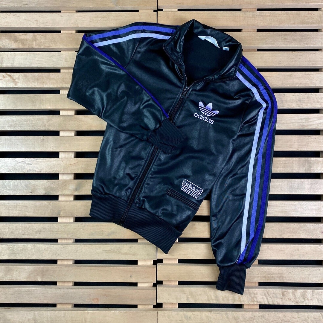 日本未発売 adidas CHILE62 track jacket レアカラー Adidas Chile 62 Black Shiny Track Top Jacket Men Size S