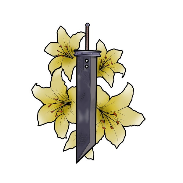 Buster Sword With Lilies Sticker