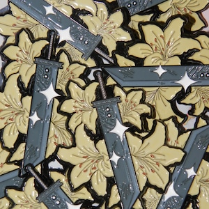 Buster Sword with Lilies Enamel Pin