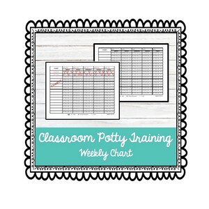 Puede incluir: Gráfico de entrenamiento para ir al baño en el aula en blanco y negro imprimible con el texto "Classroom Potty Training Weekly Chart".
