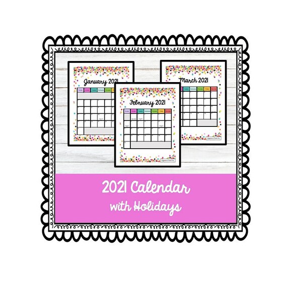 2021 Monthly Calendars Blank Printable