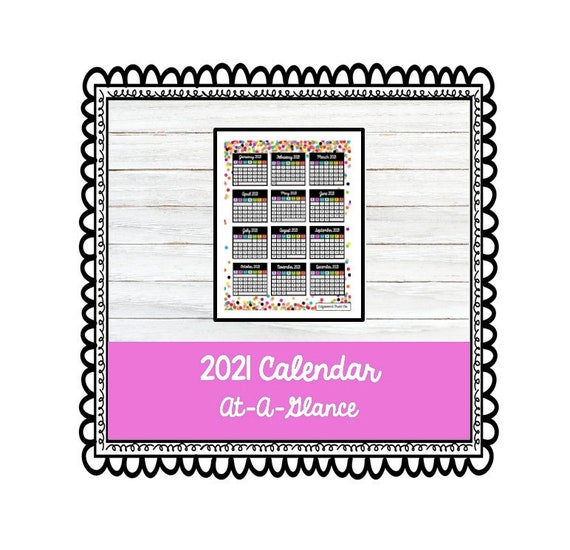2021 Yearly Calendar At-a-glance Printable