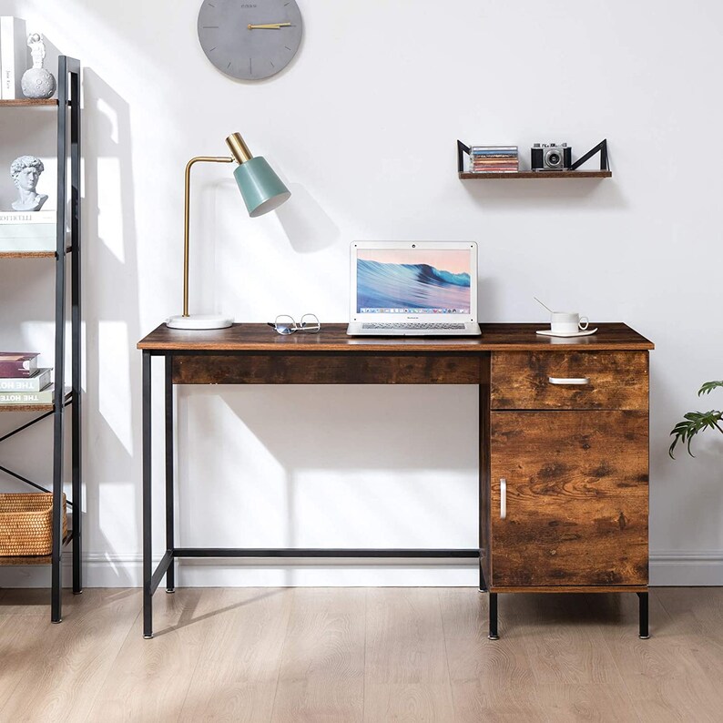 Industrial Style Standard Computer Desk With Drawers & Storage Etsy