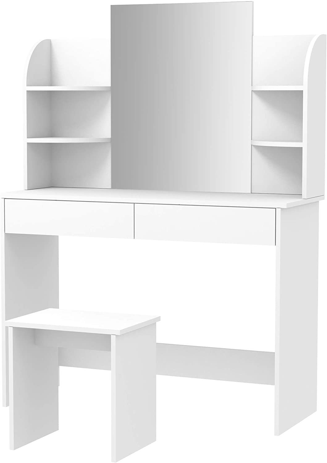 Modern Large White Dressing Table With Mirror and Stool Make Etsy