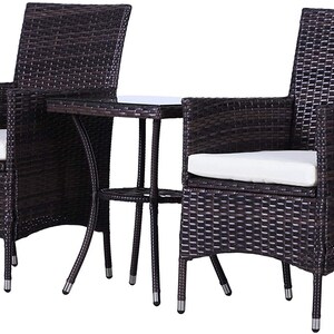 Modern 3 Piece Brown Bistro Rattan Garden Furniture Set With 2 | Etsy