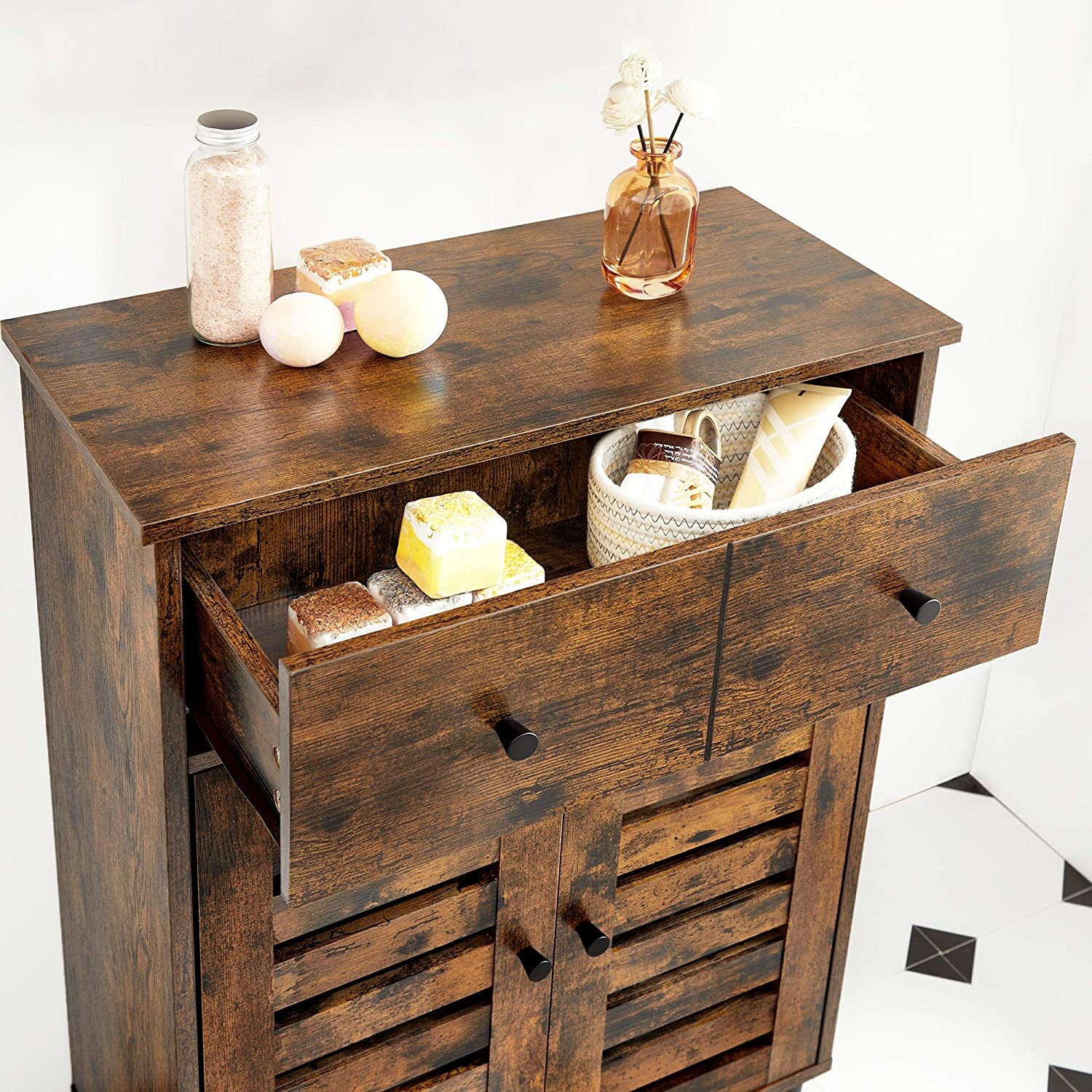 Industrial Bathroom Floor Storage With Drawer & Etsy