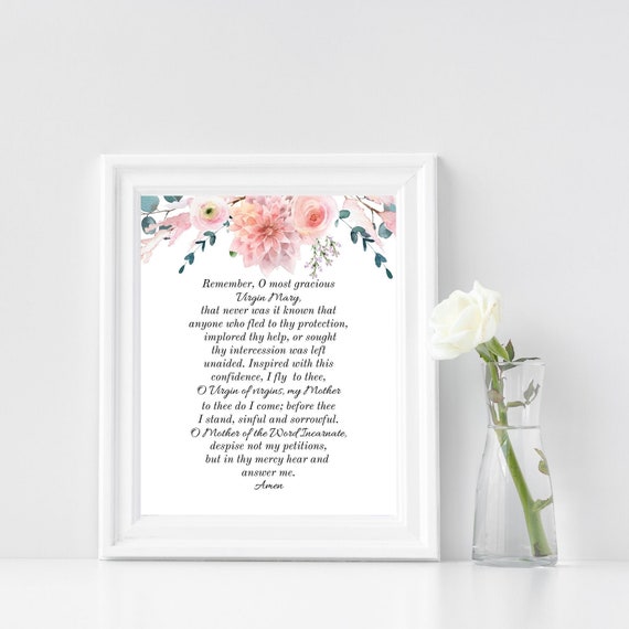 Memorare Prayer Print Wall Art Printable Catholic Art | Etsy