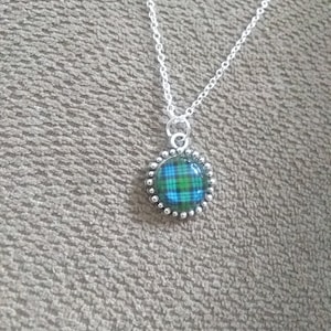 Green/blue tartan necklace