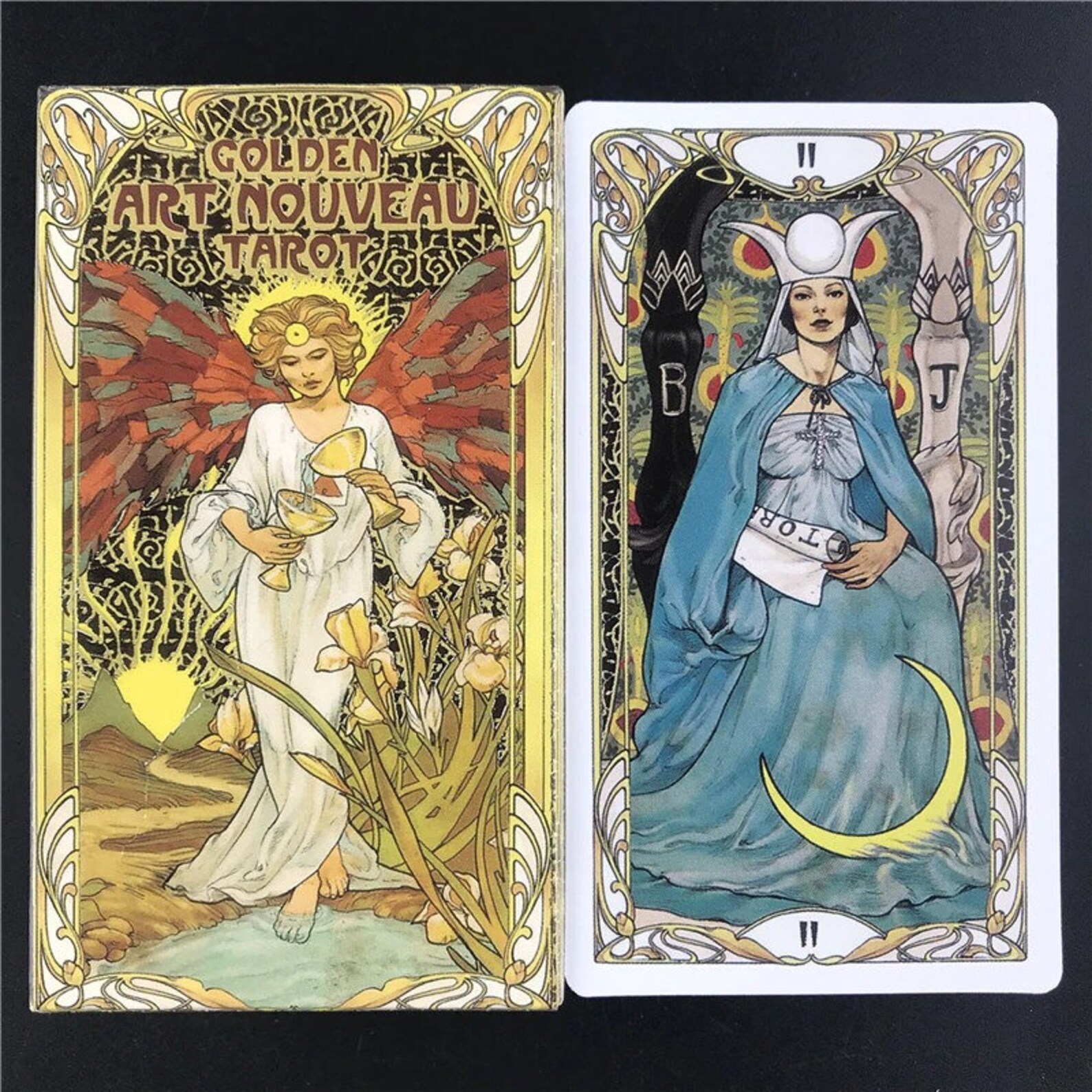 Golden Art Nouveau Tarot Tarot Cards English Divination Etsy