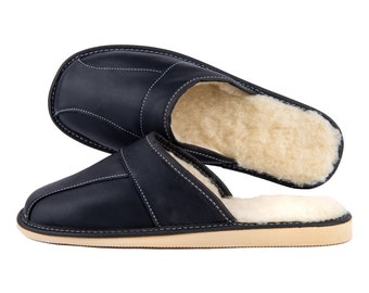 Warm Home Shoes Natural Leather Slippers
