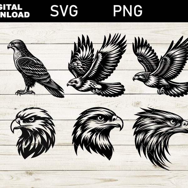 Hawk bundle svg & png,Hawk Head SVG , Hawk svg, Bird svg, Hawks svg mascot,  School Spirit, Hawks logo, Hawks mascot png, Hawks Cut File,