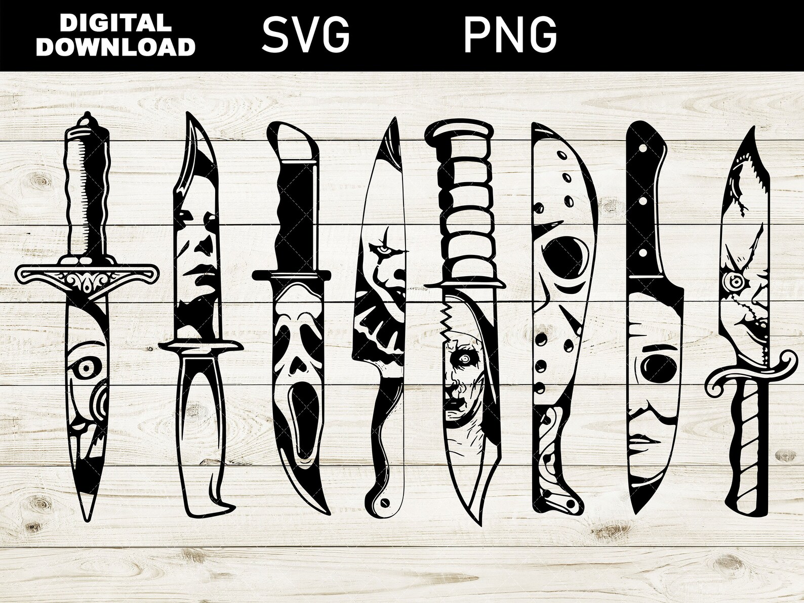 Horror Movie Characters in Knives Svg Slasher Flick Etsy