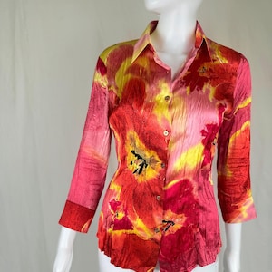 Vintage Roberto Cavalli 2004 crinkle silk blouse size S