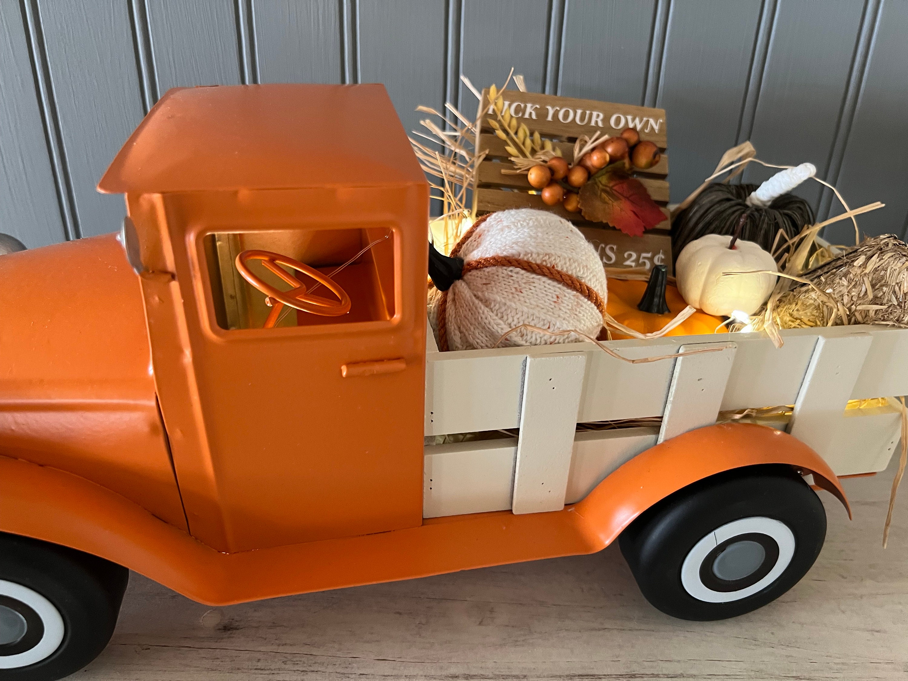 Fall Light up Orange Metal Truck Personalized Harvest Truck Etsy
