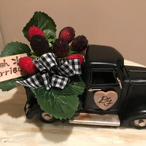Black Metal Vintage Farmhouse Truck, Tiered Tray Metal Farmhouse Truck, Strawberry/Berries Farmhouse Truck, Personalize & Customized Truck