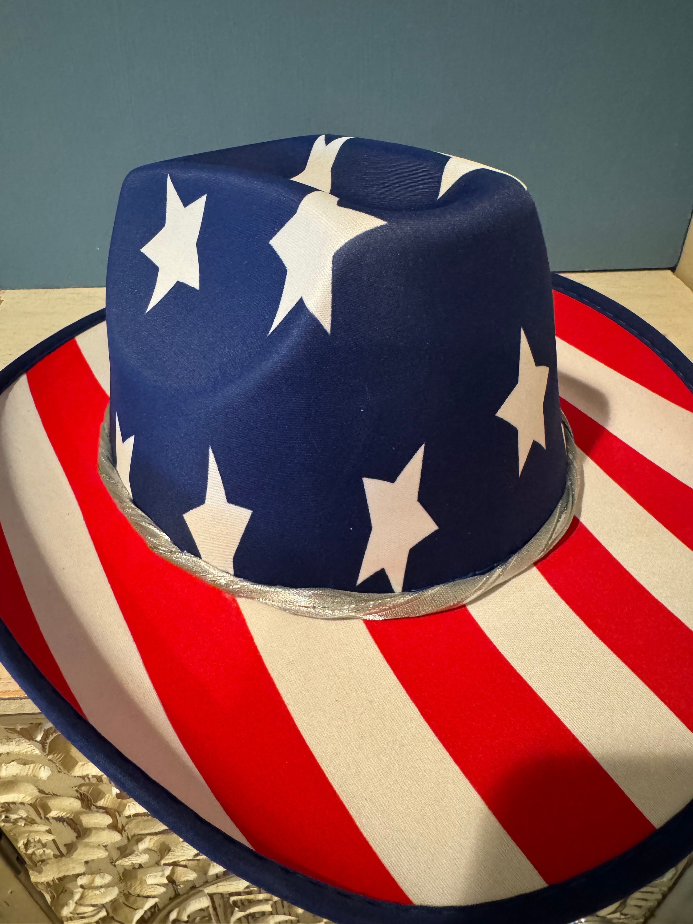 Patriotic Red White and Blue Cowboy Hat - Etsy display picture 1