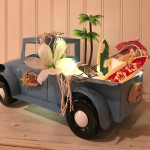 Summer Beach Truck, Vintage Farmhouse Metal Personalized & Customized Beach Summer Truck, Unique Farmhouse Beach Truck, Blue Farmhouse Truck