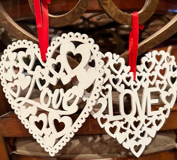 Valentine's Day Hanging Hearts Decor, Laser Cut Wooden Heart Decor, Hanging  Hearts Decoration, Heart Ornaments, Hanging Hearts Ornaments 