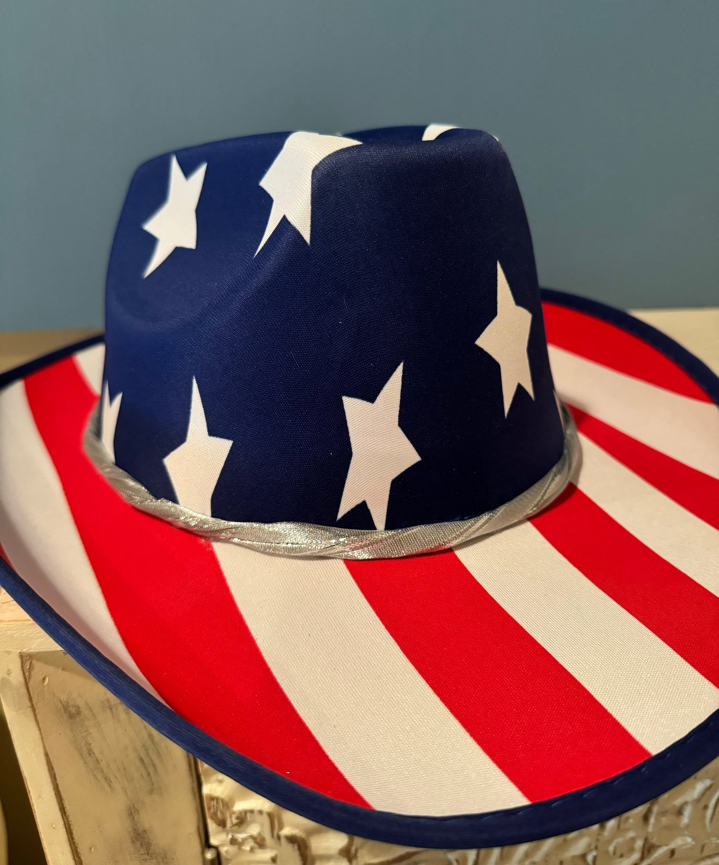 Patriotic Red White and Blue Cowboy Hat - Etsy display picture 2