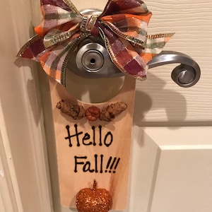 Door Hanging Wood Sign, Wood Burning Personalized Door Sign, Wood Personalized Sign, Door Knob Personalized Sign, Hanging Sign, Fall Sign