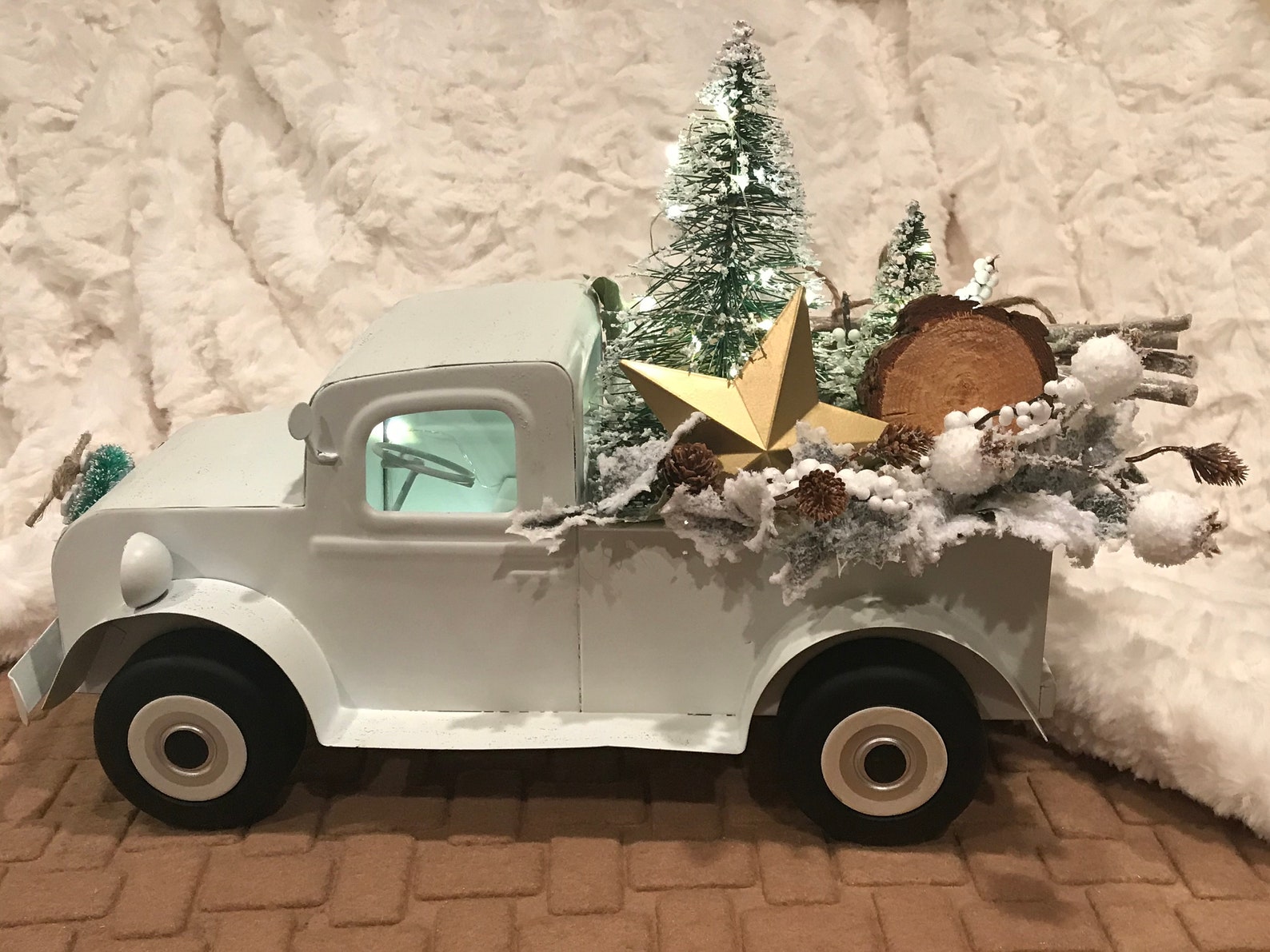 Winter White Metal Truck Farmhouse Truck Pickup Truck With Etsy