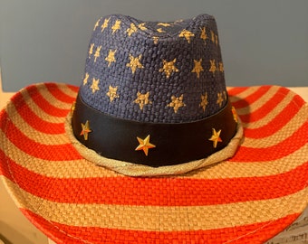 Patriotic Cowboy Hat With Gold Band