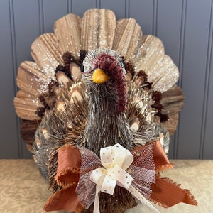 Thanksgiving Turkey Centerpiece Decor, Harvest Turkey Centerpiece Decor, Fall Turkey Decor, Autumn Turkey Decor, Natural Wood Turkey