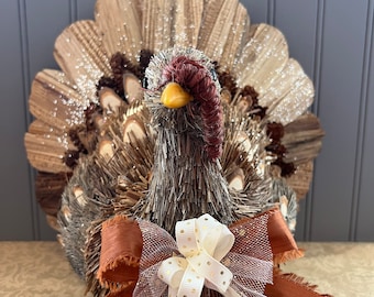 Thanksgiving Turkey Centerpiece Decor, Harvest Turkey Centerpiece Decor, Fall Turkey Decor, Autumn Turkey Decor, Natural Wood Turkey