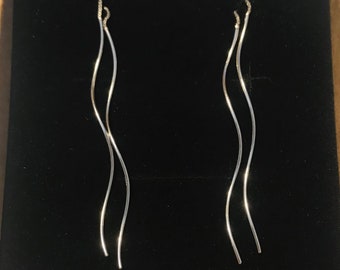 Sterling Silver Wave Threader Earrings (improved version)