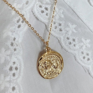 18K Gold plated S925 Sterling Silver King and Prince Coin Necklace