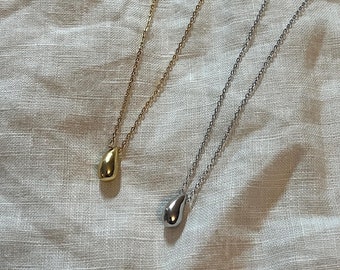 18k gold plated Sterling Silver Teardrop Water-drop Necklace